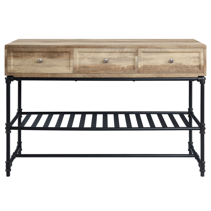 Table moderne en chêne industriel avec des options de fabrication et de rangement en métal