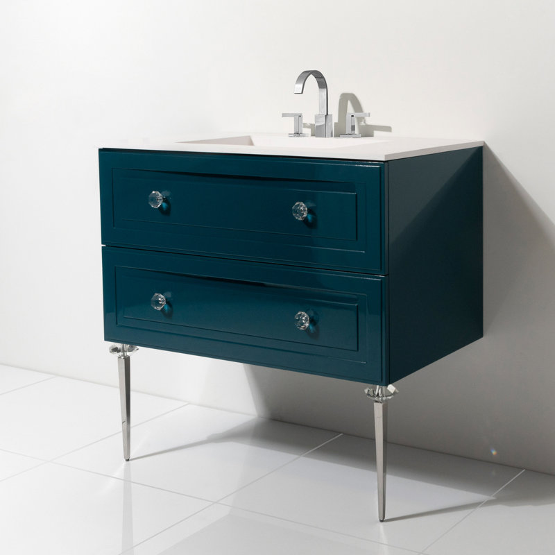 Ensemble de meuble-lavabo mural simple 30 po Teme Chrome, Turquoise