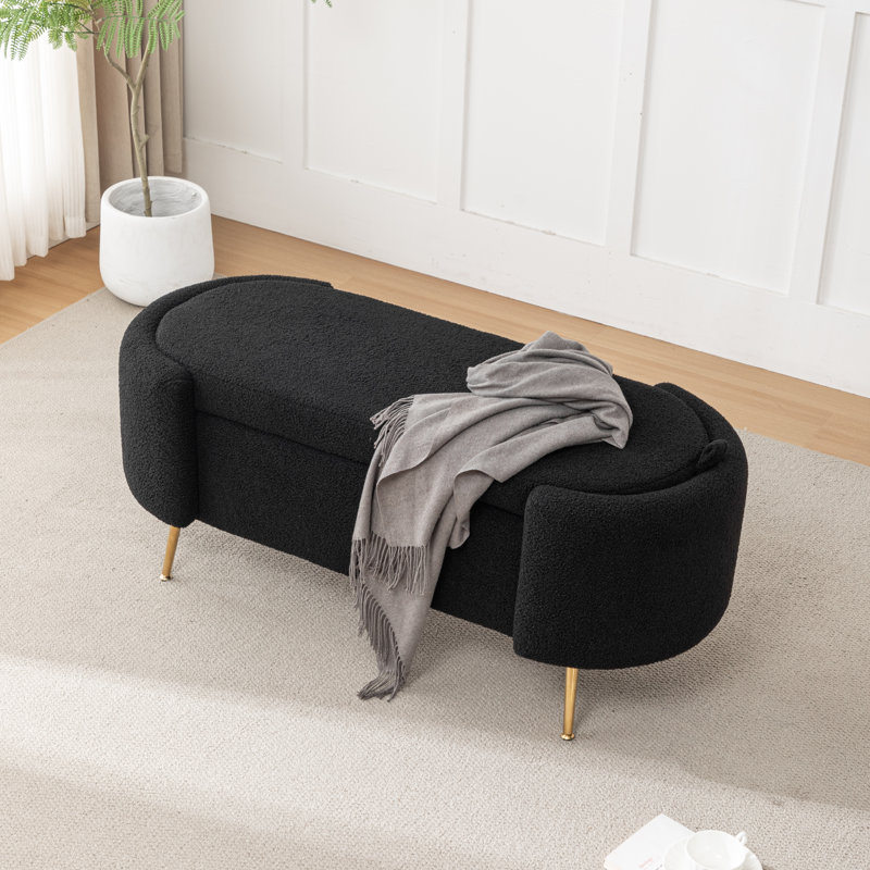 Kaycey Upholstered Storage Bench, Black