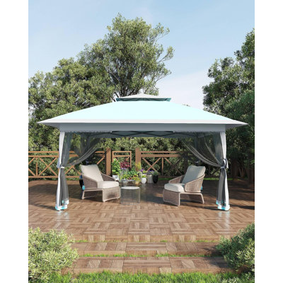 Tente d'auvent 13 x 13, tente de pavillon avec 4 sacs de sable pour patio
