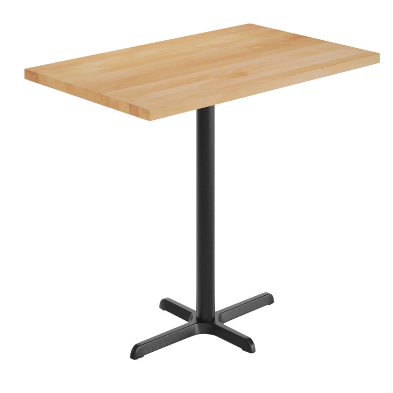 Plateau de table rectangulaire en bois massif avec base en X, H 42 po x L 48 po x l 30 po, Bois naturel, Noir