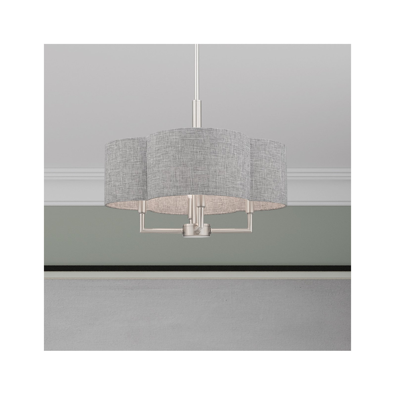 Vino Steel Dimmable Drum Chandelier, Gray, 10"H x 20"W x 20"D
