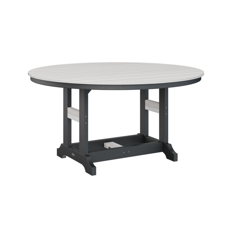 Garden Classic Outdoor Round Dining Table, Black, Seashell