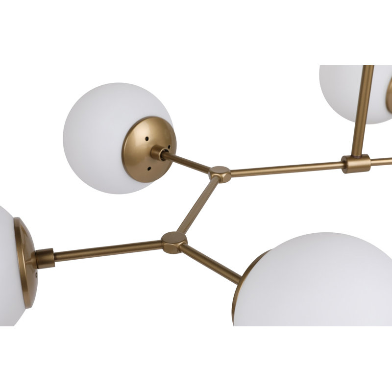 Scandinavian Chandelier, Metal Body, Yellow, 39.4 x 22.8 x 18.9 inches | 6 x E27 Max 40W Sockets, 3.9-inch Base Plate | Elegant Design, Includes Setup Instructions, Perfect for Modern Home Décor