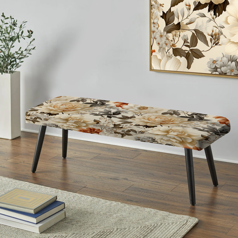 Banc rembourré Plants, Beige rétro