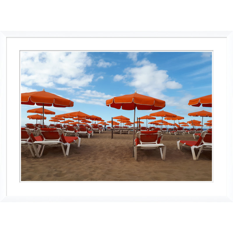 Red Umbrellas And Recliners Giclee Print by Soicher Marin Archives