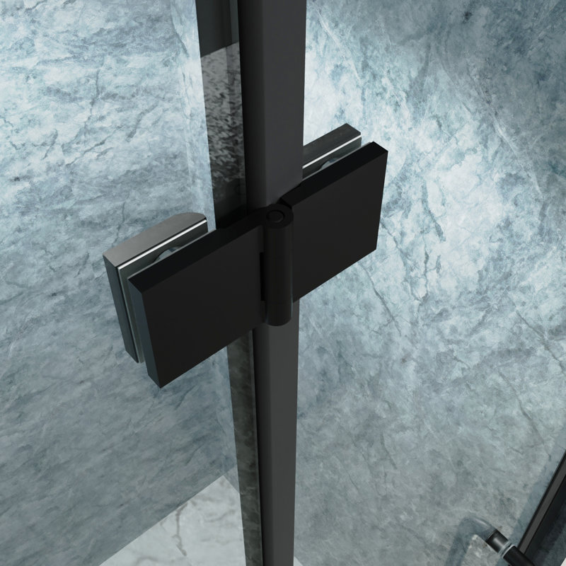 Semi- Bi Shower Doors In Matte Black With Clear Glass, 33.37 To 35-3/8 In. W X 71.15 H, Aluminium For Bathroom Beauty Doors, 34 72 Glass Panels, Style