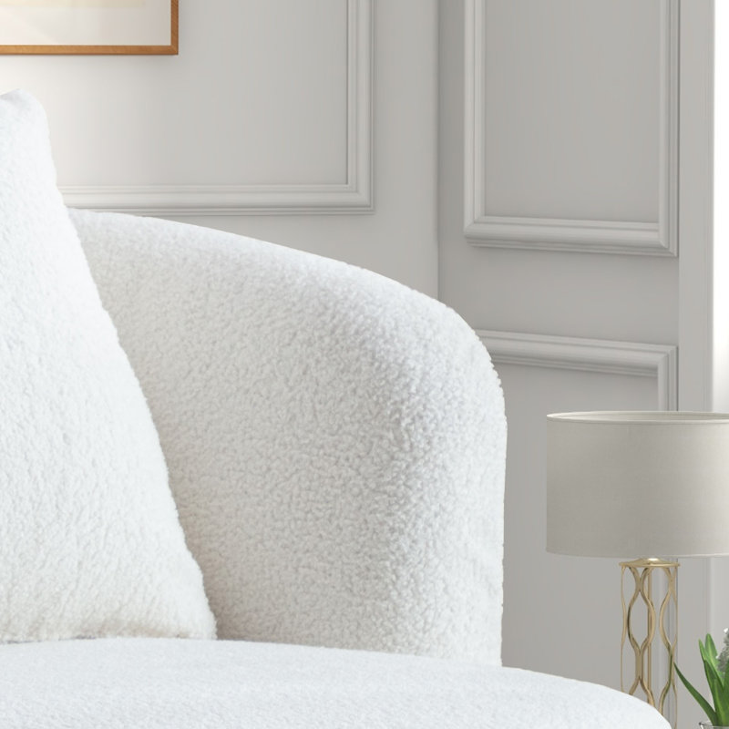 Fauteuil demi-tonneau pivotant super doux avec coussin 33 po Nahjee Lyquinn, White
