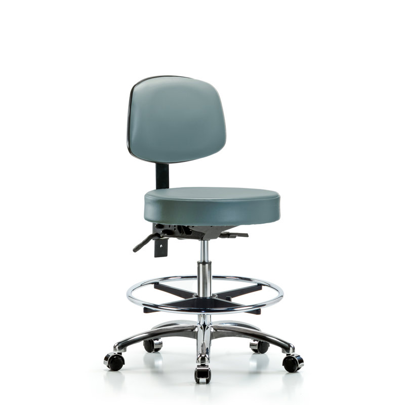 Chaise de travail, Roulettes, Argenté, Non inclinable inclus