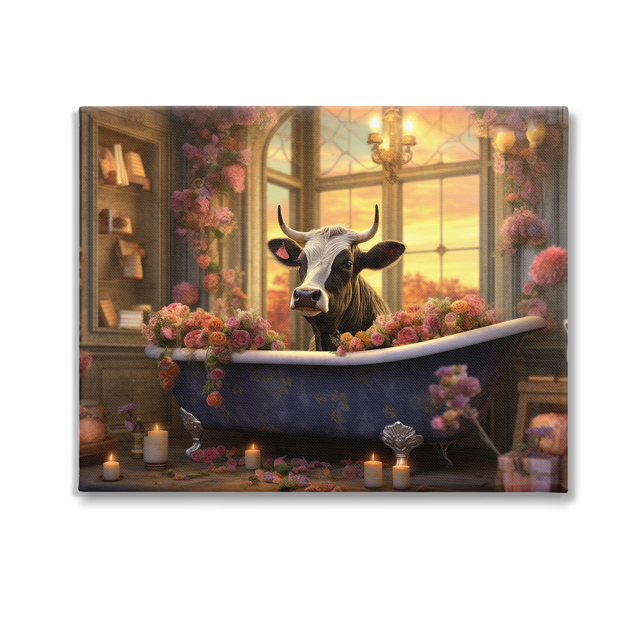 Trinx " Bathing Cow At Sunset " by Lazar Studio on Canvas | Wayfair