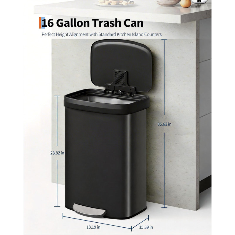 Stainless Steel Tilt Out Trash Can, Black