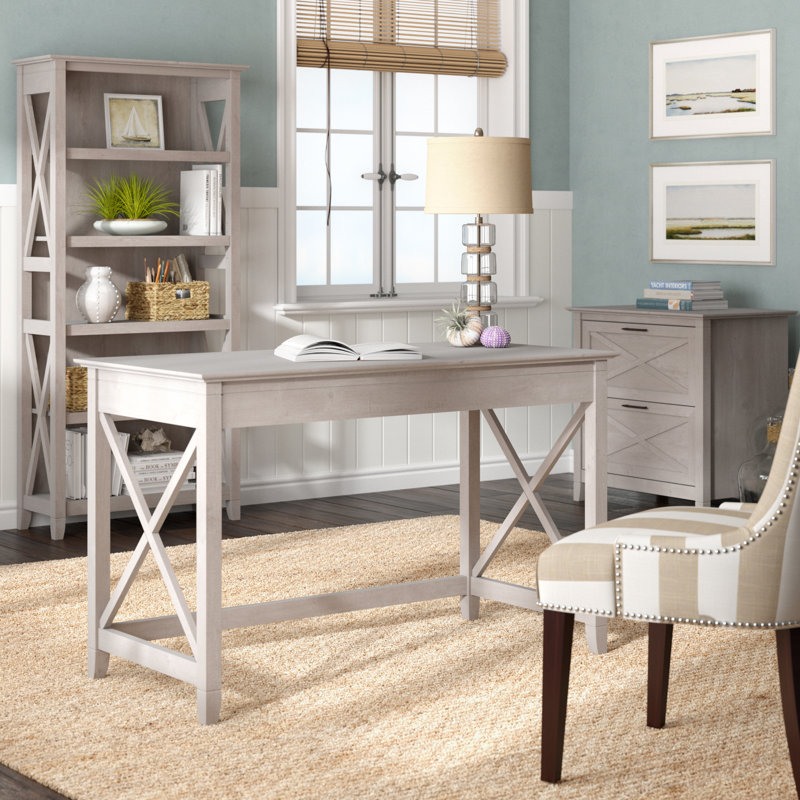 Huckins 3 Piece Writing Desk Office Set, Washed Gray