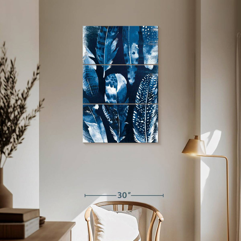 Plumes bleu minuit Kerner, H 57 po x l 36 po