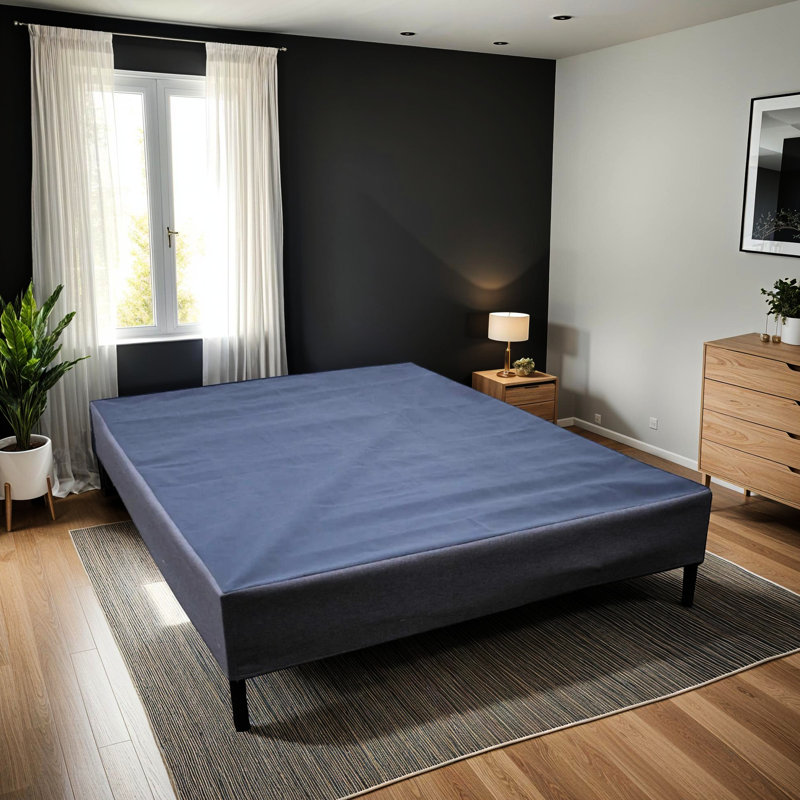 Base simple en tons de noir et de gris, sommier tapissier robuste d'une seule pièce, peut fonctionner avec ou sans pieds, installation sans effort, convient aux tailles de matelas standard, capacité de 1000 lb, 42,06 lb