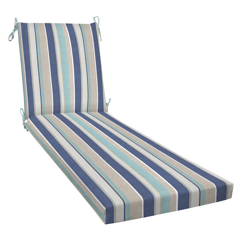 Meridian Outdoor Chaise Lounge Cushion – Weather-Resistant, Reversible, Plush Comfort, 70" L x 21.5" W, Harbor Blue Stripe