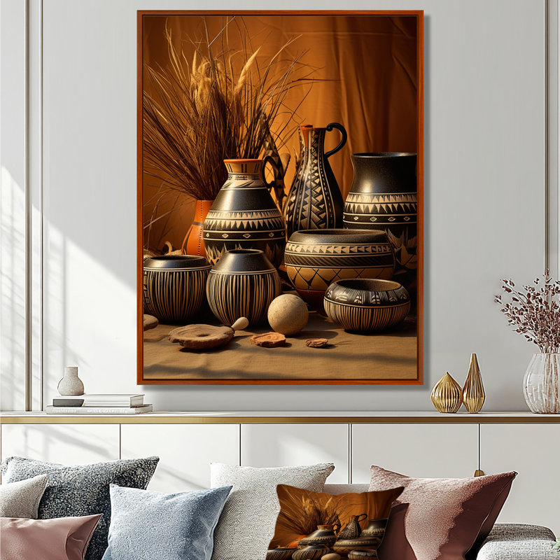 Art de la ville de Villeparis, poterie Serenity I, H 20 po x l 12 po x P 1 po, Cadre flottant brun