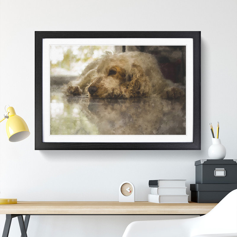 Cocker Spaniel Dog - Picture Frame Graphic Art, 27cm H x 36cm W x 2cm D, Black Framed