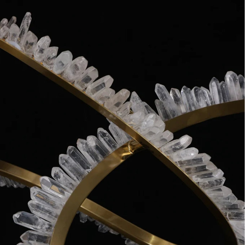 Natural Quartz 5 Rings Chandelier Lighting