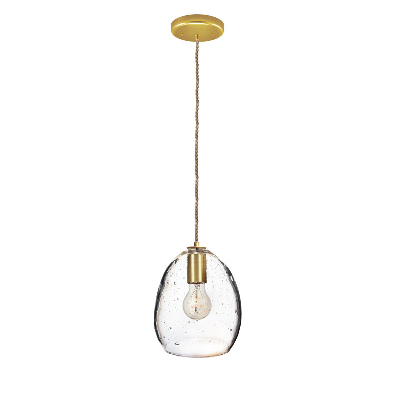 Luminaire suspendu à 1 lumière en forme de goutte, Laiton mat, Bullé