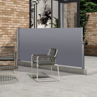 Paravent rétractable d'intimité pour jardin - et eau, 118,1 "x 63,23" (auvent gris foncé) extérieur