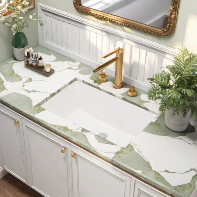 Lavabo de salle de bain rectangulaire en céramique avec trop-plein 13 po APRESSHUI