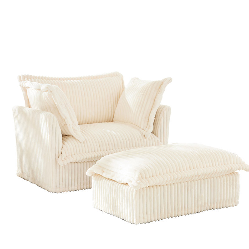 Chaise avec accoudoirs Soft Soft, Velours côtelé crème