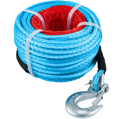 Corde de treuil synthétique 3/8 po x 100 pi, câble de treuil avec crochet G70 18 740 lb