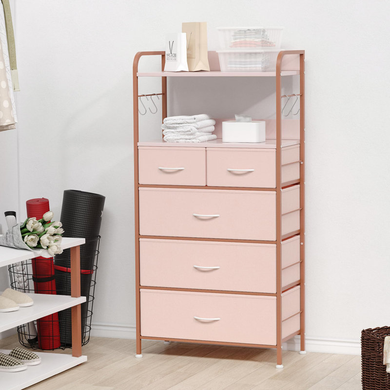 60 cm W Chest of Drawers, Pink/Gold