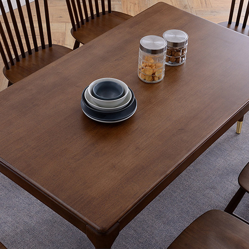 Nut-brown Rectangular Solid Wood Dining Table, 29.53”H x 53.15”L x 31.5”W