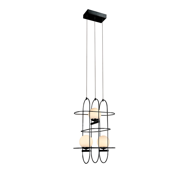 Lyra 16" Modern Adjustable Black Aluminum & Glass LED Chandelier