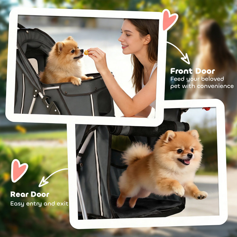 Foldable Pet Stroller, Grey