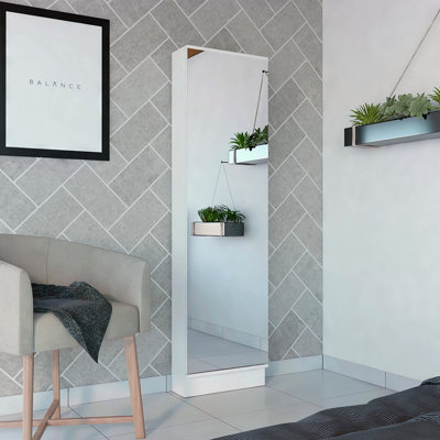 Cassidy Rectangle Tall Shoe Cabinet With Mirror