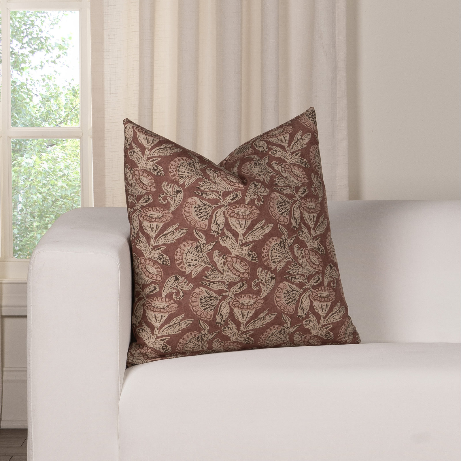 Buchan Henna 20" Feather Throw Pillow, Wine