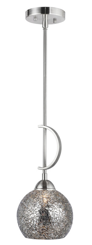 Gennadius 1 - Light Single Pendant, Amber Mosaic Bell, Satin Nickel
