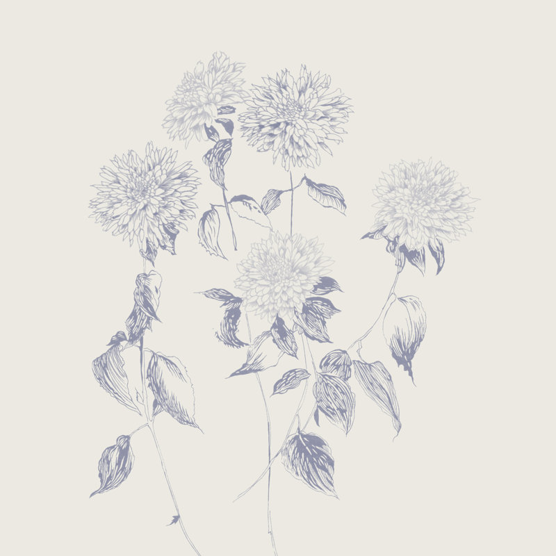 «Flowers on White VI Blue» par Wild Apple Portfolio - impression, H 30 po x l 30 po, Toile tendue