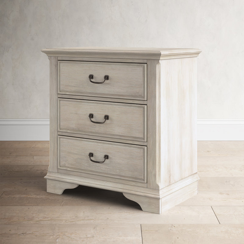 Nestor 3 - Drawer Nightstand - Antique White w/ Wirebrush