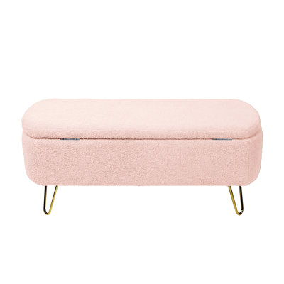 Deshondra Upholstered Ottoman, Storage Bench with a Safety Hinge