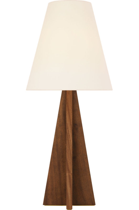 Crue 34" Table Lamp with Linen Shade, Natural Walnut