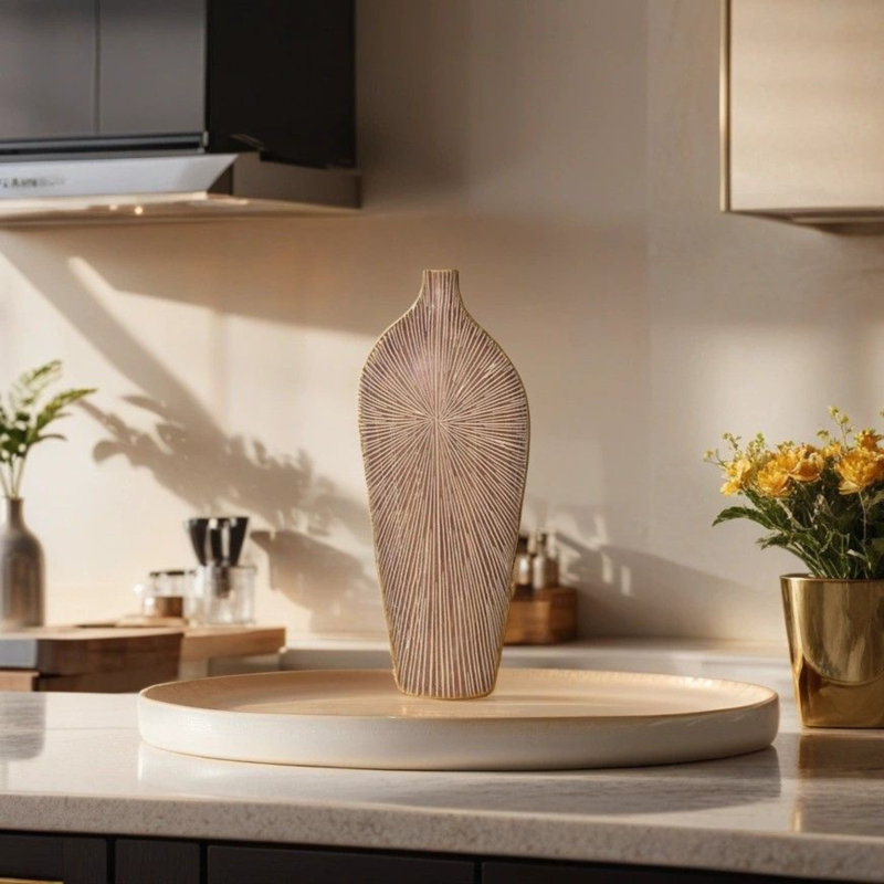 Lavaune Tall Etched Sunburst Table Vase