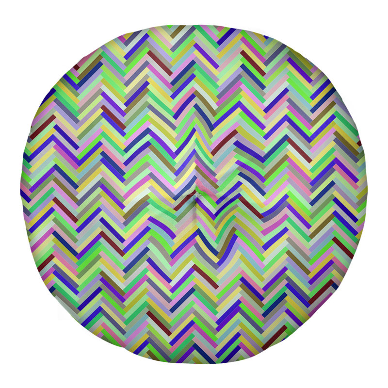 Coussin de plancher chevrons, 26 po x 26 po, Vert / bleu