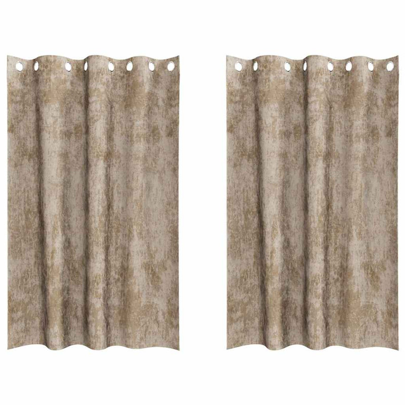 Alithia Velvet Room Darkening Curtain Pair, 140cm Width x 175cm Drop, Champagne