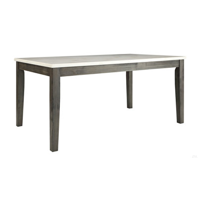 Table de salle à manger avec plateau en marbre blanc et finition en chêne gris
