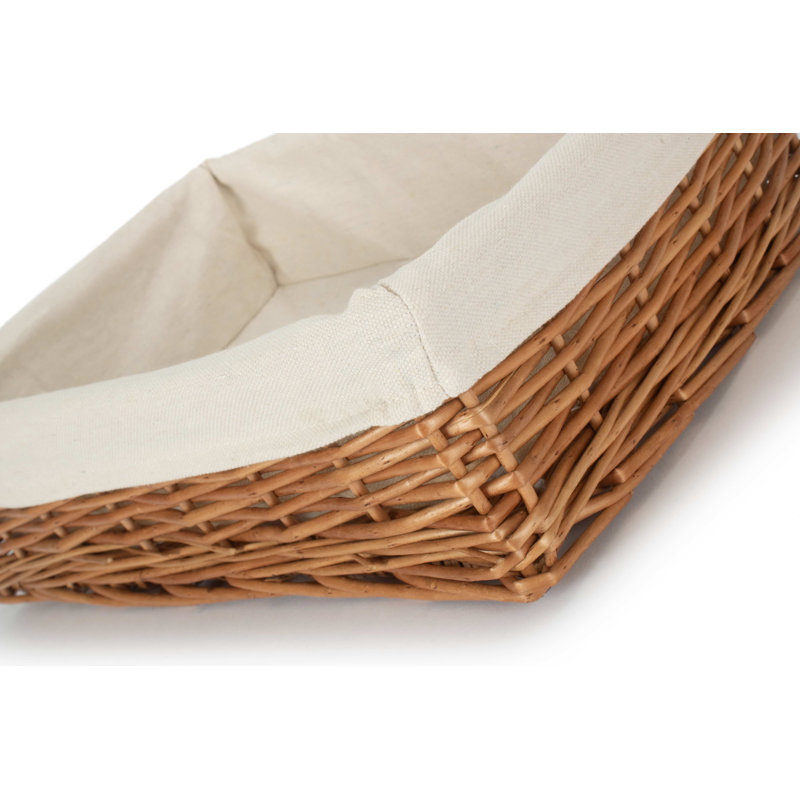 Wicker Lined Storage Tray Basket, 21cm W x 32cm D
