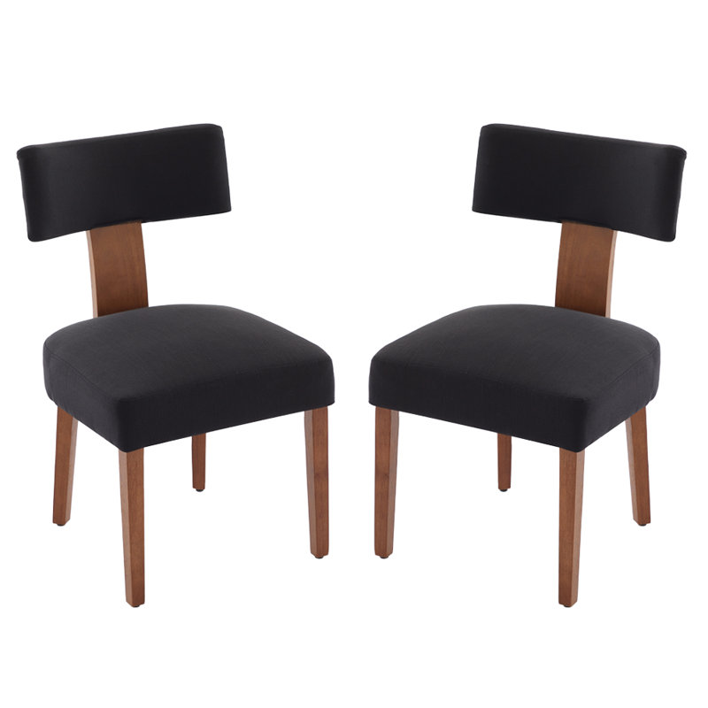 Ensemble de 2 chaises de salle à manger rembourrées en bois avec dossier incurvé, chaises de salle à manger de style campagnard style Mid-Century