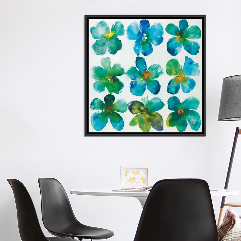 « pockety o’posies », reproduction sur toile, H 37 po x l 37 po x P 1,5 po, Toile avec cadre noir, Pas de tapis