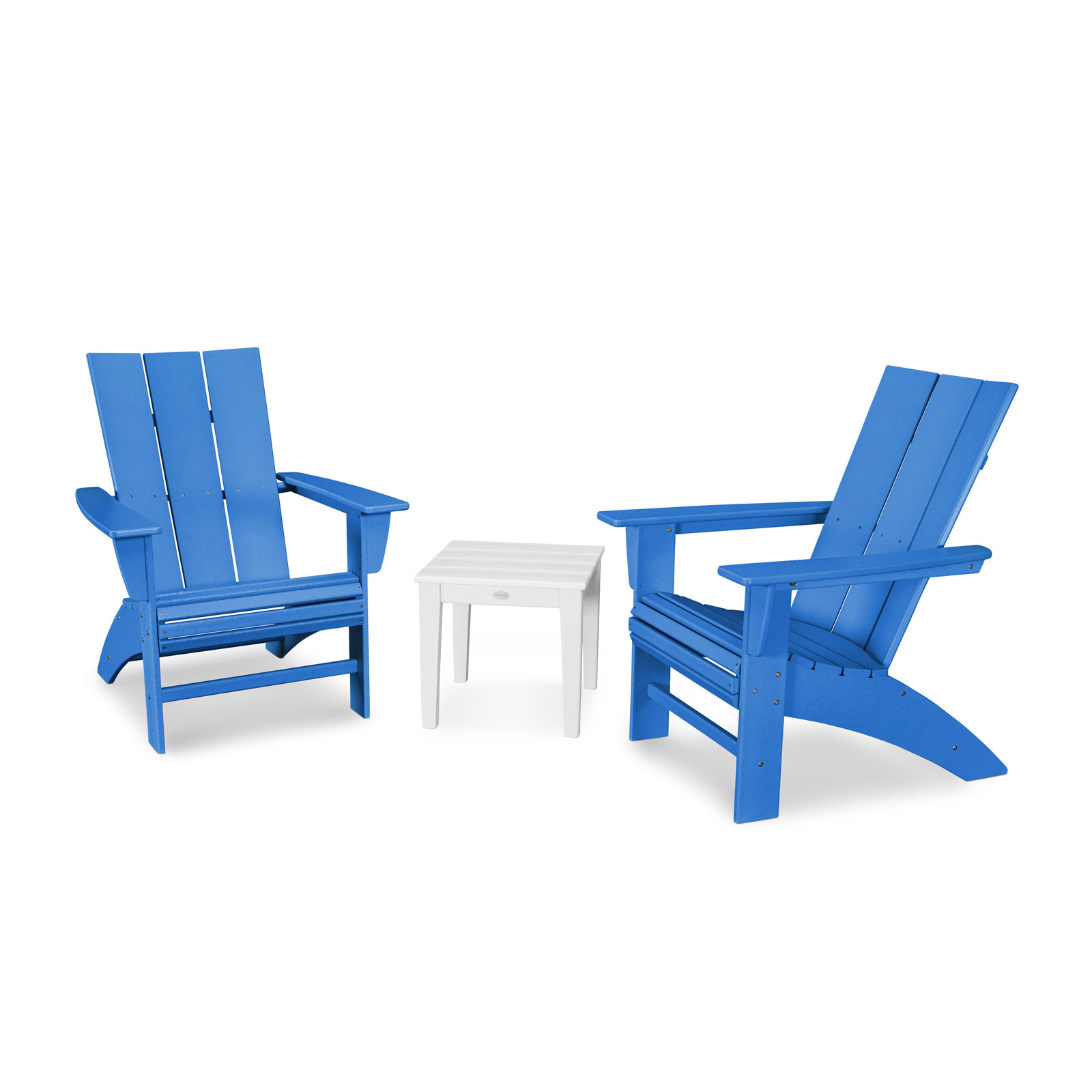 POLYWOOD® Modern Adirondack 2-Person Patio Seating Group, Pacific Blue/White