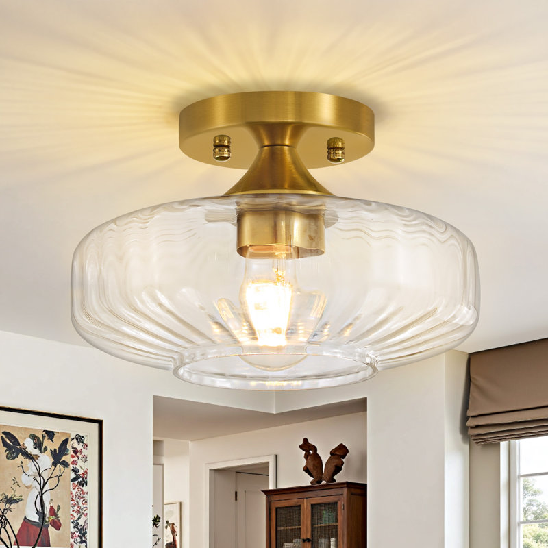Glass Semi Flush Mount, 6.5cm H x 9.84cm W x 9.84cm D