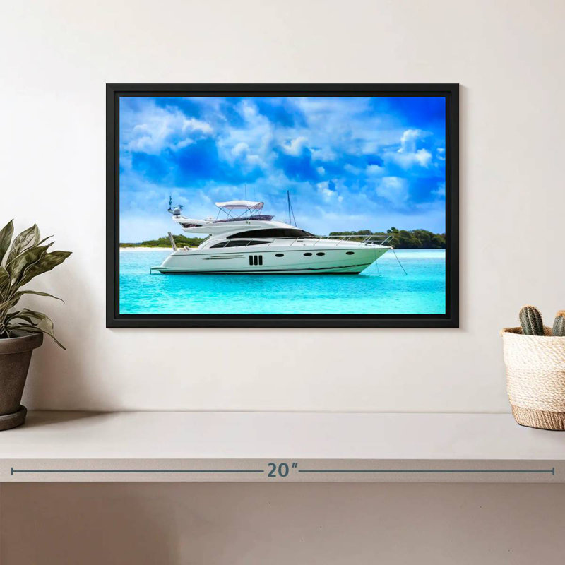 Yacht de luxe des Caraïbes, Cadre flottant noir, 13 po x 9 po