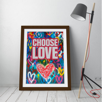 Choose Love Wall Hearts - Single Picture Frame Print on Canvas