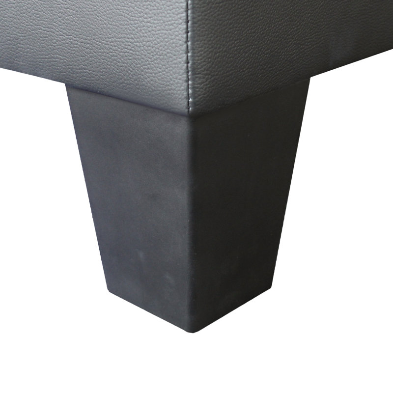 Ensemble de canapé-lit en tissu de PVC noir Genesis avec lumières DEL, chargeur USB, console de rangement, porte-gobelets, coussins capitonnés